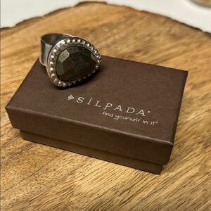 Silpada Sterling Silver Pyrite Fantasy Ring in size 6- RETIRED